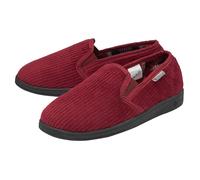 Mens Tartan Lined Slippers With Memory Foam - Burgundy / 9
