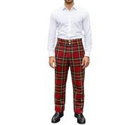 Men's Tartan Trews Royal Stewart Tartan - Waist 44" - Inner Length 33" (Long) - Scottish Highland Poly-Viscose Trousers