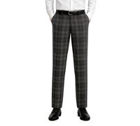 Men's Tartan Trousers Regular fit, Expandable Waist, Plaid Check - Formal, Casual - Tartan Pants for Any Season, Wedding, Golf - Grey Granite Tartan (Waist 42, Inseam 31 inch)