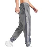 Mens Tear Away Basketball Loose Fit High Split Snap Button Drawstring Jogger Sweatpants Novelty Striped Color Block Sport Casual Post Surgery Athletic Track Pants with Pockets Grey