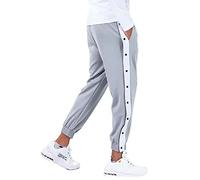 Men's Tear Away Basketball Pants High Side Split Snap Buttons Casual Post-Surgery Cinch Bottom Jogger Sweatpants Athletic Track Pants Rip Off Warm Up Pants Sailor Pants Grey