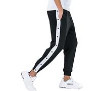 Men's Tear Away Basketball Pants High Side Split Snap Buttons Casual Post-Surgery Cinch Bottom Jogger Sweatpants Athletic Track Pants Rip Off Warm Up Pants Sailor Pants White