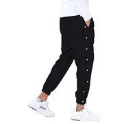 Men's Tear Away Basketball Pants High Side Split Snap Buttons Casual Post-Surgery Cinch Bottom Jogger Sweatpants Athletic Track Pants Rip Off Warm Up Pants Sailor Pants Black