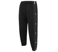 Men's Tear Away Basketball Pants High Split Snap Button Casual Post-Surgery Open Leg Sweatpants with Pockets Warm Tear Pants Outdoor Training Pant Warm Up Loose Joggers Open Leg Sweatpants Black