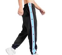Men's Tear Away Basketball Pants Loose Relax Fit Straight Leg Open Hem Stadium Pant High Split Snap Button Casual Breakaway Post-Surgery Workout Gym Jogger Sweatpants Activewear Trousers with Pockets
