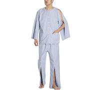 Men's Tearaway Patient Clothing, Easy On/Off Bedridden Rehabilitation Clothes for Nursing Care(Blu,XXL)