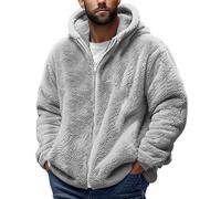 Mens Teddy Fleece Hoodies Full Zip Warm Sherpa Fleece Soft Fluffy Hooded Sweat Jackets Casual Comfy Thermal Thick Fall Winter Coats mens sherpa lined zip hoodie Gray L