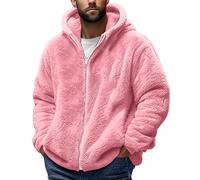 Mens Teddy Fleece Hoodies Full Zip Warm Sherpa Fleece Soft Fluffy Hooded Sweat Jackets Casual Comfy Thermal Thick Fall Winter Coats