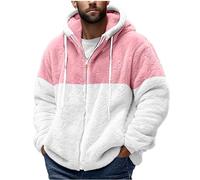 Mens Teddy Fleece Hoodies Full Zip Warm Sherpa Fleece Soft Fluffy Hooded Sweat Jackets Casual Comfy Thermal Thick Fall Winter Coats