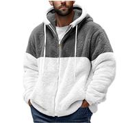 Mens Teddy Fleece Hoodies Full Zip Warm Sherpa Fleece Soft Fluffy Hooded Sweat Jackets Casual Comfy Thermal Thick Fall Winter Coats sherpa jacket men white Dark Gray L