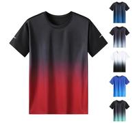 Men's Tee UK Sale Clearance, Gradient Color T-Shirts Short Sleeve T Shirt, Casual Pullover Round Neck Tees Tops Summer Lightweight Shirt Exercise Fitness T-Shirt Plus Size Undershirts Sports Wear