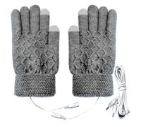 Men's Teen Boys USB Heated Knitted Five Finger Thermal Touchscreen Typing Electric Heating Hand Warmer Gloves for Texting Gaming Running Skiing