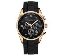 Men's Tempo Chronograph Watch 42mm Case, Silicone Strap, Date Water Resistant 4059 STÜHRLING Original Metallic Gold One Size