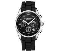 Men's Tempo Chronograph Watch 42mm Case, Silicone Strap, Date Water Resistant 4059 STÜHRLING Original Black One Size