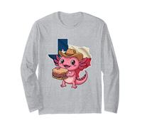 Mens Texas Cowboy Axolotl Eating Sandwich Lone Star State Long Sleeve T-Shirt