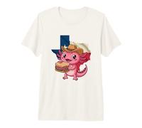 Mens Texas Cowboy Axolotl Eating Sandwich Lone Star State Premium T-Shirt