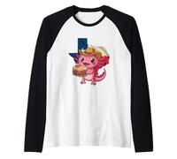 Mens Texas Cowboy Axolotl Eating Sandwich Lone Star State Raglan Baseball Tee