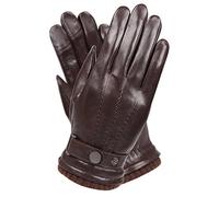Men's Texting Touchscreen Winter Warm Sheepskin Leather Daily Dress Driving Gloves Wool/Cashmere Blend Cuff (9.5, Brown(Cashmere&Woo Blend Lining))