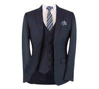 Mens Texture Tweed- Like Matching Bar Mitzvah Navy Blue Suit Tailored Fit Father and Son 3 Piece Set Size 40R-34R