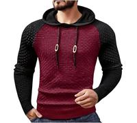 Mens Textured Hoodie Mens Patchwork Hoodie Waffle Hooded Sweatshirt Colour Block Jacquard Hoodies Colour Contrast Long Sleeve Sweatshirt Gym Hoody Pullover Slim Fit Sportwear Jumper