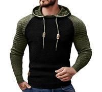 Mens Textured Hoodie Mens Patchwork Hoodie Waffle Hooded Sweatshirt Colour Block Jacquard Hoodies Colour Contrast Long Sleeve Sweatshirt Gym Hoody Pullover Slim Fit Sportwear Jumper