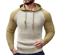 Mens Textured Hoodie Mens Patchwork Hoodie Waffle Hooded Sweatshirt Colour Block Jacquard Hoodies Colour Contrast Long Sleeve Sweatshirt Gym Hoody Pullover Slim Fit Sportwear Jumper