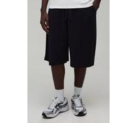 Men's Textured Pintuck Jersey Twill Bermuda Jort | Black | Size Small | BOOHOOMAN
