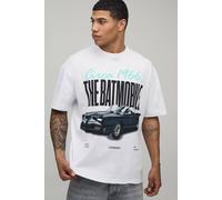 Men's The Batmobile Oversized License Print T-Shirt | White | Size X-Small | BOOHOOMAN