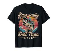 Mens The Best Papa Ever Bass Fishing Humor Father's Day Fisherman T-Shirt