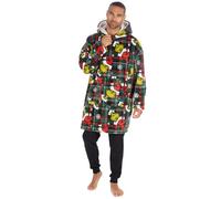 Mens The Grinch Tartan Check Oversized Blanket Hoodie Christmas Baggy Plush Fleece Lounge Top Green One Size