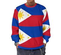 Men'S The Philippines National Flag Print Sweatshirt Jacket Pullover Outerwear Classic Round Neck Sweatshirt Raglan Sleeve Design Easy To Wear Comfortable Fit Elastic Fabric Outdoor Casual
