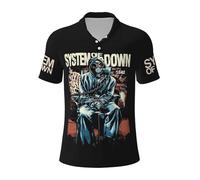 Men's The SOAD Down Music Rock Band System Polo Shirt Three-Button Closure Golf Shirt Summer Fashion Classic Print Cool Moisture Wicking Lightweight Soft Casual 30+ UPF Protection