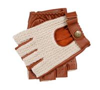 Men's The Suited Racer Fingerless Crochet-Back Leather Driving Gloves