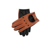 Men's The Suited Racer Touchscreen Leather Driving Gloves - TAN/BLACK / XL