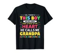 Mens There's This Boy He Calls Me Grandpa Autism Awareness T-Shirt