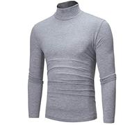 Mens Thermal Baselayer T Shirt Top Cotton Sweater Roll Neck Undershirt Thermal Pullover Top Mens Turtleneck Long Sleeve Shirts Slim Fit Thermal for Men Basic Lightweight Winter Warm (Grey, XXXL)