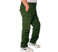 Mens Thermal Fleece Lined Cargo Trousers Combat Elasticated Waist Full Length Bottoms PantsKhaki XXL