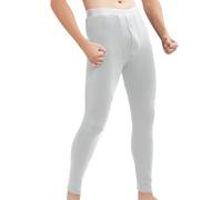 Men's Thermal Fleece Lined Leggings - Winter Base Layer Long Johns, Compression Fit Underwear Bottoms, Warm for Cold Weather Grey