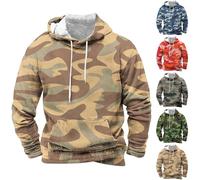 Mens Thermal Hoodie Mens Camo Hoodies Colorful Patchwork Hoodie Outdoor Warm Hoodies With Fleece Lined Casual Camouflage Print Sweatshirt Long Sleeve Hooded Tops Drawstring Hooded Sweatshirt