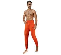 Mens Thermal Leggings Base Layer Trousers Long Leggings Classic Slim Fit Trousers for Training Sport Gym Compression Pants Warm Winter Suitable Workout Orange L