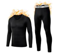 Mens Thermal long John Set Ultra Soft Brushed Inside Warm Underwear for Winter and cold Weathers (black, M)