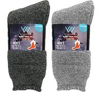 Mens Thermal Socks, 2 or 4 Pairs Ultra Soft Brushed Interior, Warm Winter Extreme Weather Crew Sock, 2 Pair Pack (1 Pair Black & 1 Pair Gray), One Size