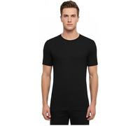 Mens Thermal T Shirt Short Sleeve Top Crew Neck Base Layer Winter Warm Underwear Vest S-2XL (UK, Alpha, L, Regular, Regular, Black)