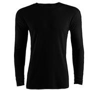 Mens Thermal T-Shirt Underwear Long Sleeve TOP Warm Winter Base Layer Vest S-XXL[Black,L]
