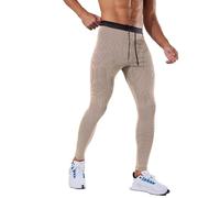Men's Thermal Tight Tights Base Layers Men Bottoms Long Johns Stretch Slim Fit Trousers for Training Sport Gym Compression Pants Warm Winter Suitable Workout Yellow XL