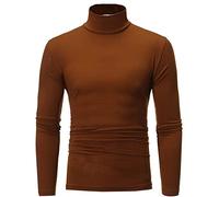 Men'S Thermal Tops Long Sleeve Roll Neck Shirts Cotton Base Layer Thermal Underwear Tops Men'S Autumn And Winter Solid Color Elastic Slim High Collar Top