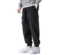 Mens Thermal Trousers Tactical Cargo Combat Winter Warm Work Pants With Drawstring Sports Trouser With Multi Pockets Thicked Training Pants Track Pants Loose Fit Lounge Pants Track Bottoms
