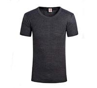 Men's Thermal Underwear Long John Vest Long Sleeve Top Ski Warm Winter T Shirt (Charcoal Short Sleeves Shirt, L UK)