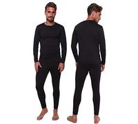 Mens Thermal Underwear Set Base Layer Soft Lining Fleece Warm Long Sleeve Top Vest Leggings Pants, Long John Thermals for Men (Black, Small)