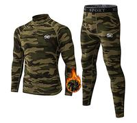 Men's Thermal Underwear Set, Base Layers Winter Gear Compression Long Johns with Fleece Lined for Skiing, Camo, S